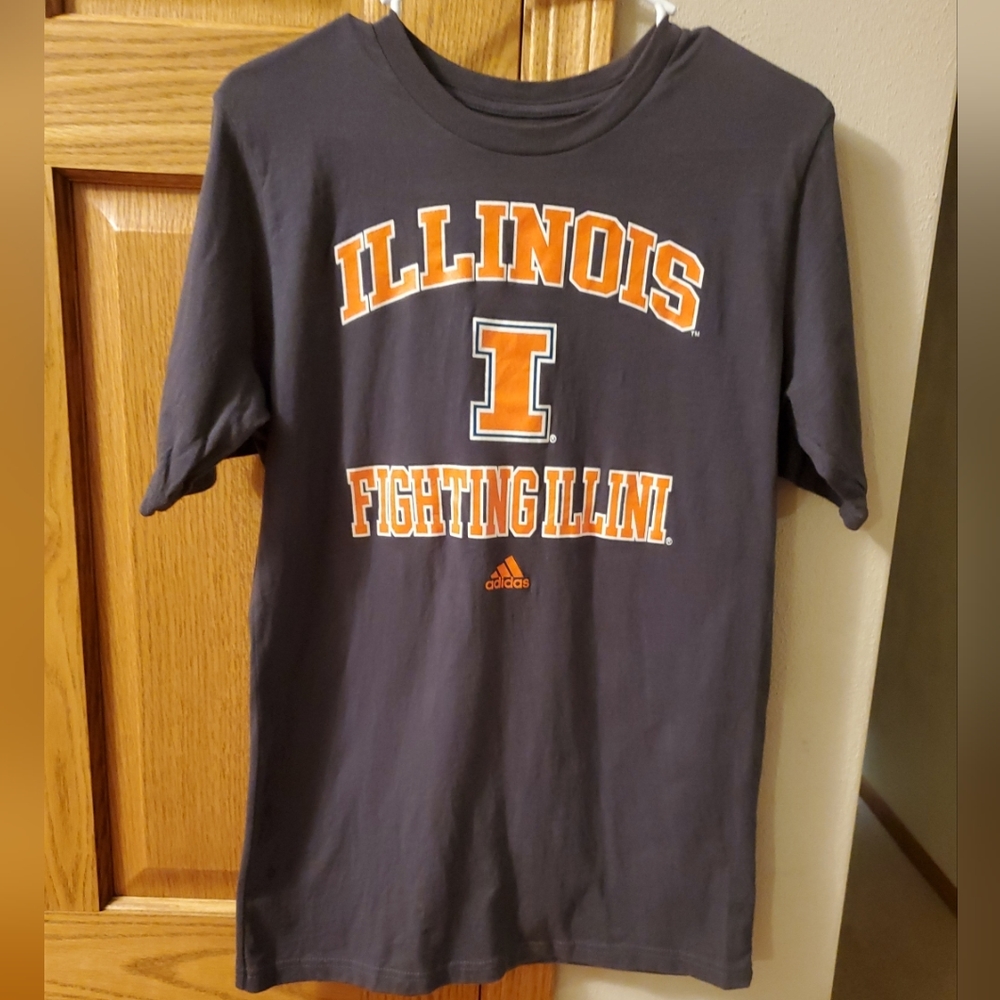 Adidas Boy's XL 18 University Of Illinois Fighting Illini Gray & Orange Shirt